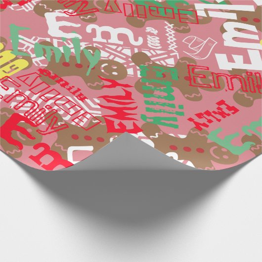 ピンク・クリスマス・ギンジャーブレッド贈答用包装名の変更 ラッピングペーパー (角)