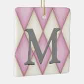 ピンク&クリームハーレクインチェックかわいらしパーソナライズされた セラミックオーナメント (右)