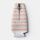 ピンク&クリームホリデーツリーの行のプレゼント ボトルクーラー (裏面)