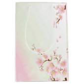 ピンク&クリームマグノリアブロッサムナチュラルスパ ミディアムペーパーバッグ (正面)