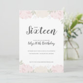 ピンク&クリーム牡丹スウィート16誕生日パーティー 招待状 (スタンド正面)