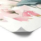 ピンク、クリーム、ソフトグリーンのロマンチックなロータス ポスター (角)