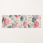 ピンク、クリーム、ソフトグリーンのロマンチックなロータス ヨガマット (正面(横))