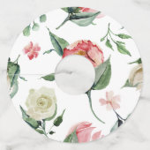 ピンク＆クリーム ヴィンテージ 水彩 フラワー ワイングラスタグ (裏面)