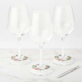 ピンク＆クリーム ヴィンテージ 水彩 フラワー ワイングラスタグ (セット)