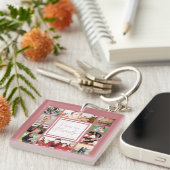 ピンク&クールトレンディー大好き家族の写真コラージュ キーホルダー (正面右)