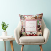 ピンク&クールトレンディー大好き家族の写真コラージュ クッション (椅子)