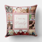 ピンク&クールトレンディー大好き家族の写真コラージュ クッション (裏面)