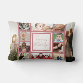 ピンク&クールトレンディー大好き家族の写真コラージュ ランバークッション (裏面)