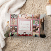 ピンク&クールトレンディー大好き家族の写真コラージュ ランバークッション (ブランケット)