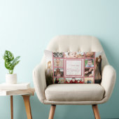 ピンク&クールトレンディー大好き家族の写真コラージュ ランバークッション (椅子)