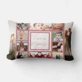 ピンク&クールトレンディー大好き家族の写真コラージュ ランバークッション (正面)