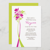 ピンク&グスタイリッシュリーンブーケブライダルシャワー招待状 招待状 (正面/裏面)