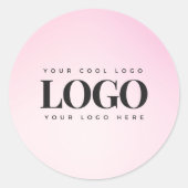 ピンク グラデーション & カスタム ビジネス レクタングル ロゴ ラウンドシール (正面)