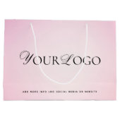 ピンク グラデーション カスタム ロング カンパニー ビジネス ロゴ ラージペーパーバッグ (裏面)