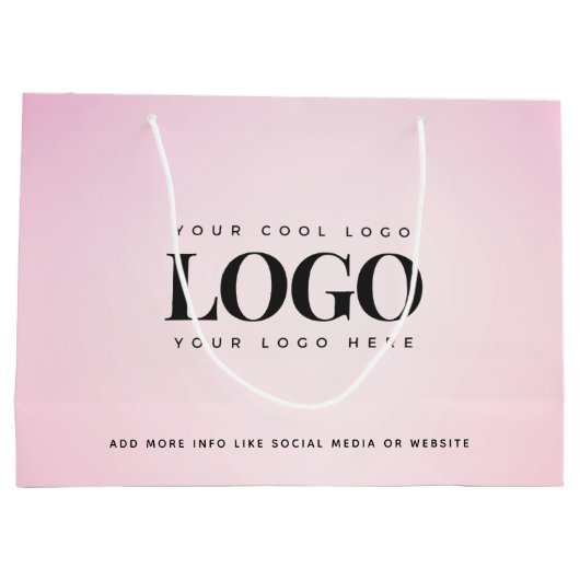 ピンク グラデーション カスタム 会社ロゴ追加 ラージペーパーバッグ (裏面)