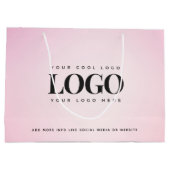 ピンク グラデーション カスタム 追加 会社 ビジネス ロゴ ラージペーパーバッグ (裏面)