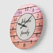 ピンク·グラム·ウモダンッド·ファミリ名 ラージ壁時計 (傾斜)