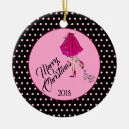 ピンク グラム クリスマス セラミックオーナメント