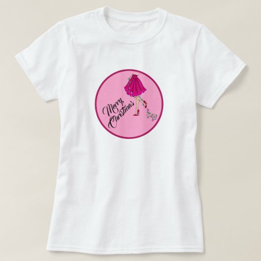 ピンク グラム クリスマス Tシャツ (デザイン正面)