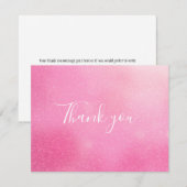 ピンク グリッター シャイマー スクリプト ビジネス サンキューカード (正面/裏面)