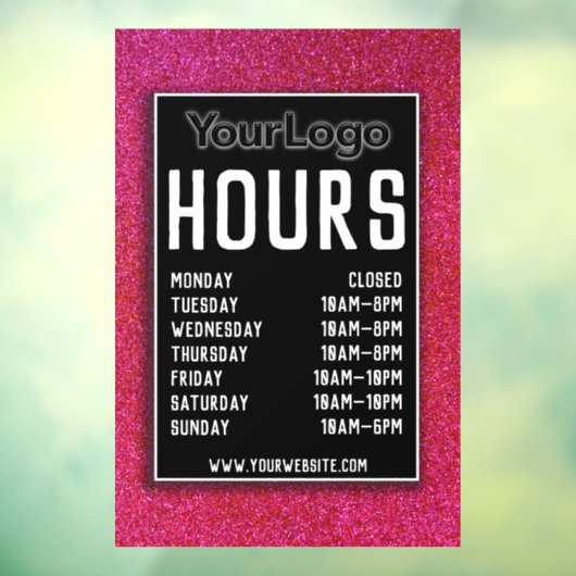 ピンク グリッター ショップ デコレーション ストア アワーズ グランド オープン ウィンドウサイン (シート3)