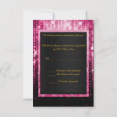 ピンク グリッター スパークル エレガント クラシック RSVP 招待状 (裏面)