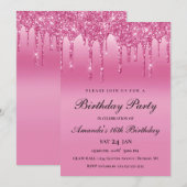 ピンク グリッター ドリップ インビテーション (正面/裏面)