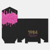 ピンク グリッター ドリップ フェイク ゴールド 1984 40歳の誕生日 フェイバーボックス (見開き)