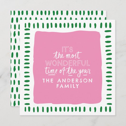 ピンク&グリーンで最も素晴モダンらしい時間だ シーズンカード (正面/裏面)