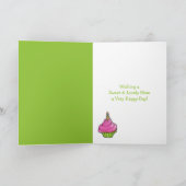 ピンク&グリーンのカップケーキグリーン1st母の日 カード (内部)