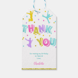 ピンク＆グリーンのジャンプギフトタグ ギフトタグ