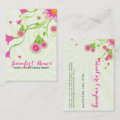 ピンク&グリーンエレガントフローラデザイン 名刺 (正面/裏面)