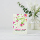 ピンク&グリーンエレガントフローラデザイン 名刺 (スタンド正面)
