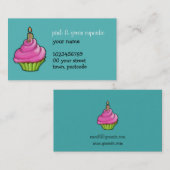 ピンク&グリーンカップケーキアクアビジネスカード 名刺 (正面/裏面)
