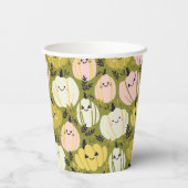 ピンク&グリーンカボチャ使い捨てカップ 紙コップ (裏面)