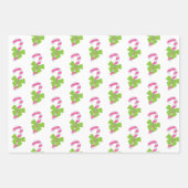 ピンク&グリーンキャンディーケーンクリスマスラッピング紙 ラッピングペーパーシート (正面3)