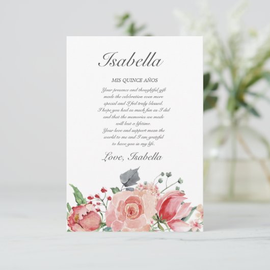 ピンク&グリーンキンセエレガントーニェラ サンキューカード (スタンド正面)