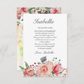 ピンク&グリーンキンセエレガントーニェラ サンキューカード (正面/裏面)