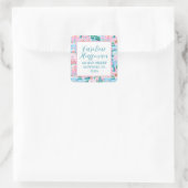 ピンク&グリーンクリスマスジンジャーブレッド差出人住所 スクエアシール (バッグ)