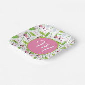 ピンク&グリーンゴルパーソナライズされたフモノグラムの ペーパープレート (傾斜あり)