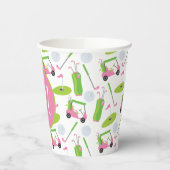 ピンク&グリーンゴルパーソナライズされたフモノグラムの 紙コップ (左)