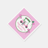 ピンク&グリーンゴルフテーマパーソナライズされたパーティー スタンダードカクテルナプキン (角)