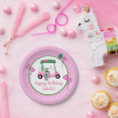 ピンク&グリーンゴルフテーマパーソナライズされたパーティー ペーパープレート (パーティー)