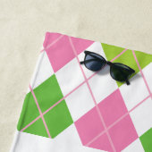 ピンク&グリーンゴルフパーソナライズされたビーチタオル ビーチタオル (インサイチュ)