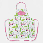 ピンク&グリーンゴルフパーソナライズされた エプロン (正面)