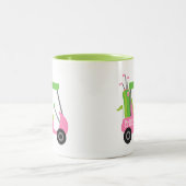 ピンク&グリーンゴルフパーソナライズドマグカップ ツートーンマグカップ (中央)