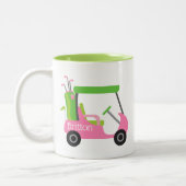 ピンク&グリーンゴルフパーソナライズドマグカップ ツートーンマグカップ (左)