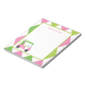 ピンク&グリーンゴルフメモパーソナライズされた帳 ノートパッド (回転)