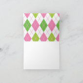 ピンク&グリーンゴルフ用折り畳みパーソナライズされたノートカード サンキューカード (内部)